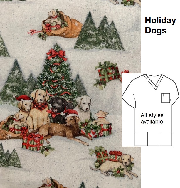 H11322 - Holiday Dogs Christmas Scrub Tops
