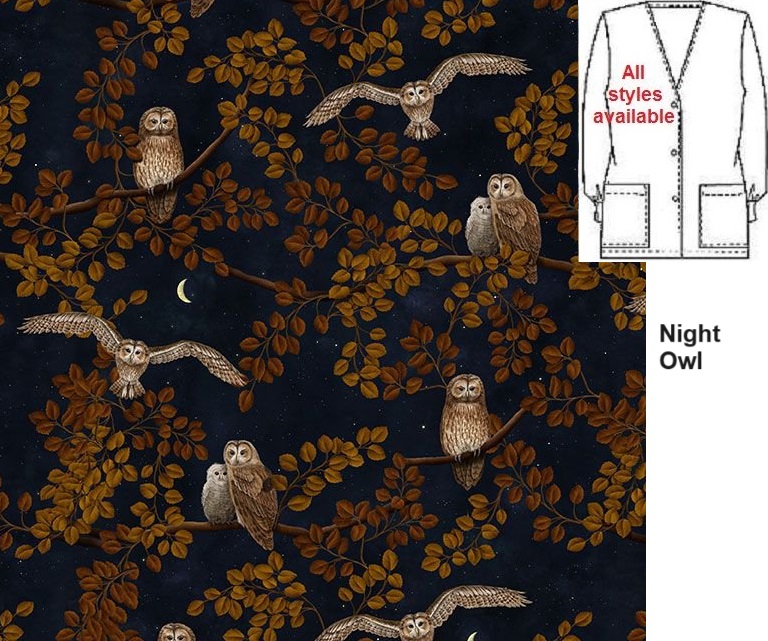 AO12523 - Night Owl cotton print scrub tops