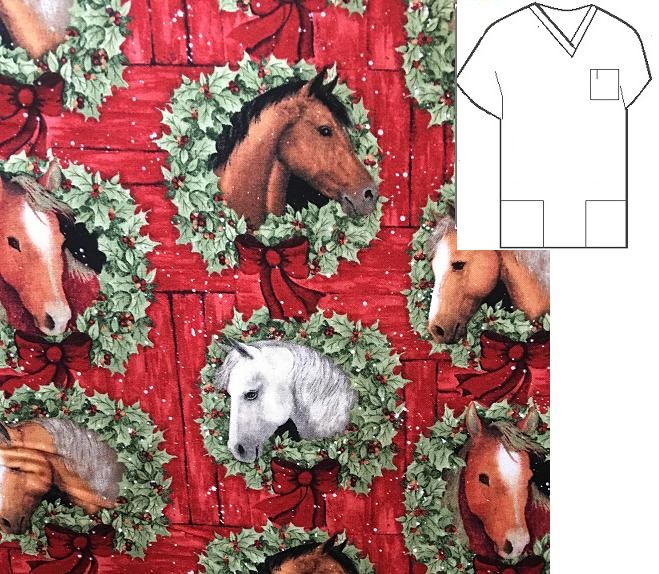 RM102719S - Horses Holiday Flair animal print scrubs