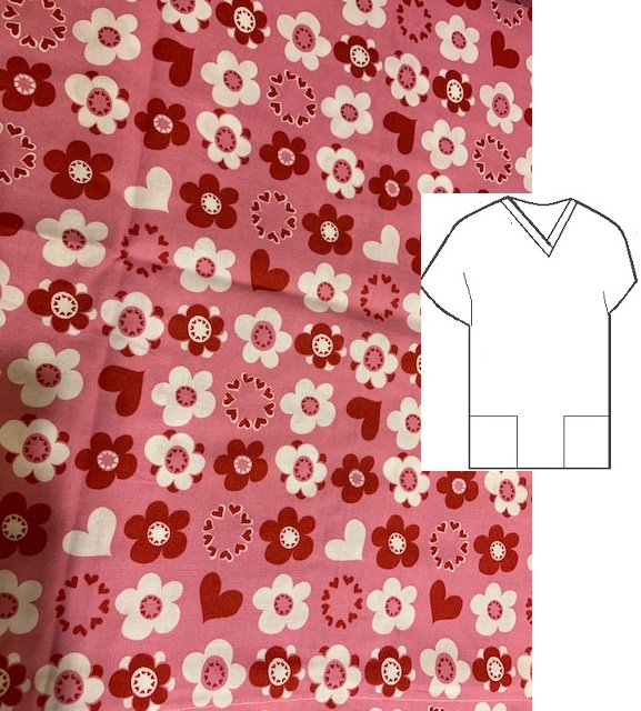 flowers hearts print scrubs women