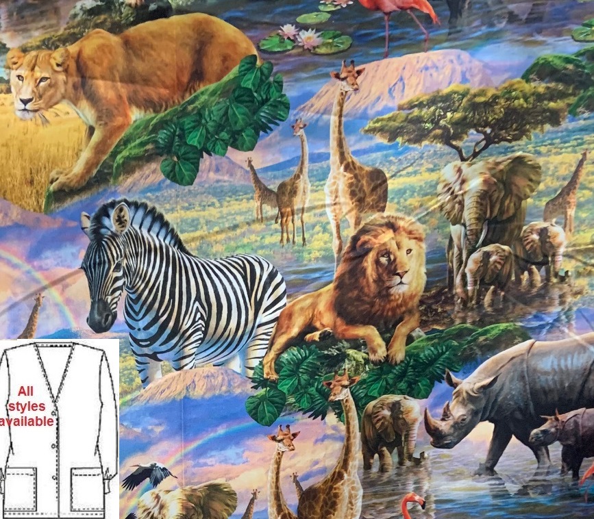 AAW62421 - Worlds Wildlife animal print scrubs