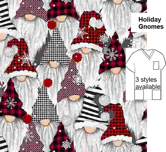 H1030LIMITED - Holiday Gnomes scrub tops
