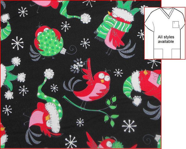 wacky cardinals holiday scrub tops