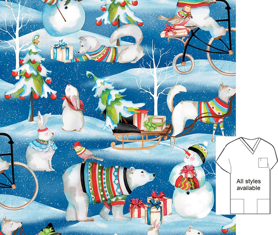 H90983018 - Christmas Jingle Holiday Print Scrubs