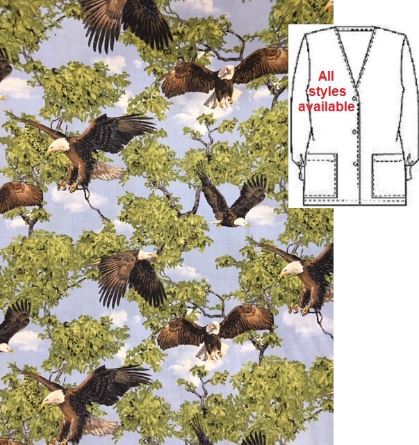 majestic bald eagle animal print scrubs