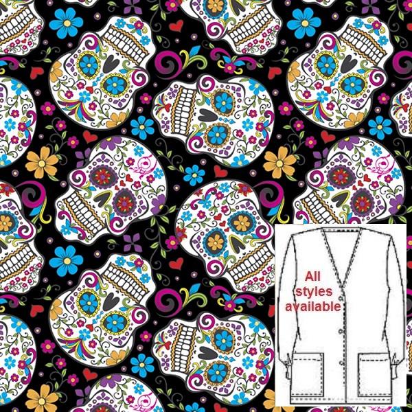 BU12120 - Sugar Skulls - unique print scrubs