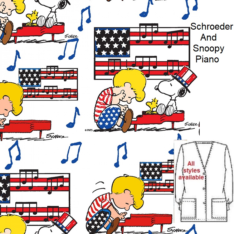 CART52223 - Schroeder And Snoopy Piano scrub tops