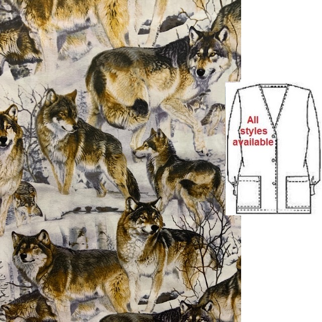 AW91921 - Wyoming Wolf Pack animal print scrubs