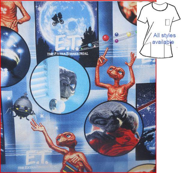 ET Character Print Scrubs