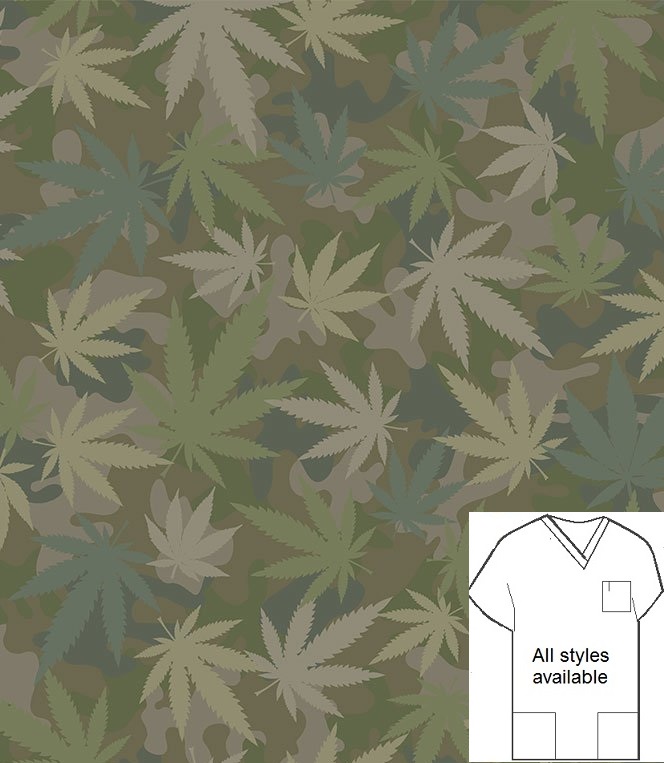 U81018 - Marijuana Cannabis unique print scrubs