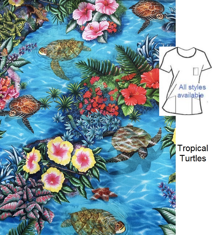 T61123 - Tropical Turtles scrub tops