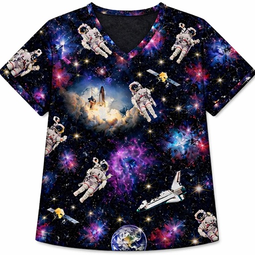 RMXSMALL12114 - ASTRONAUTS IN SPACE - Unique Print Scrubs