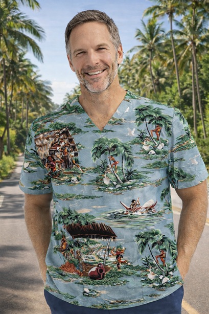 Road To Haleiwa tropical print scrub tops