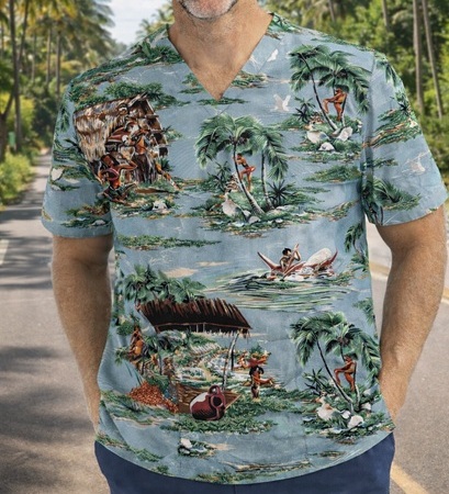 TI10614 - ROAD TO HALEIWA - Hawaiian Tropical Scrub Tops