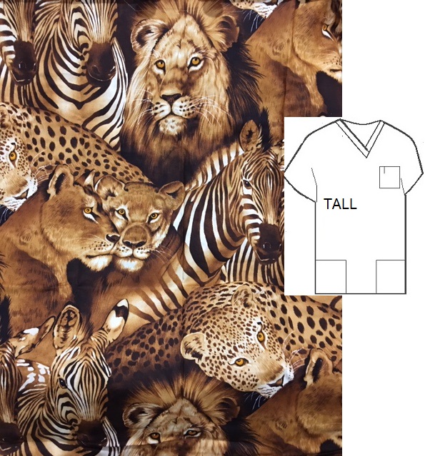 RM31219820-1X - Lion Eyes V-neck TALL print scrubs