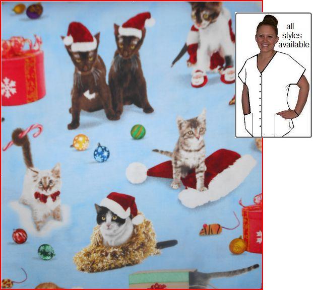 HV101814 - Mischievous Cats At Christmas - Veterinary Scrubs