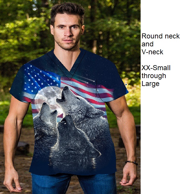 PAW1230WIND - Iconically Patriotic print scrubs