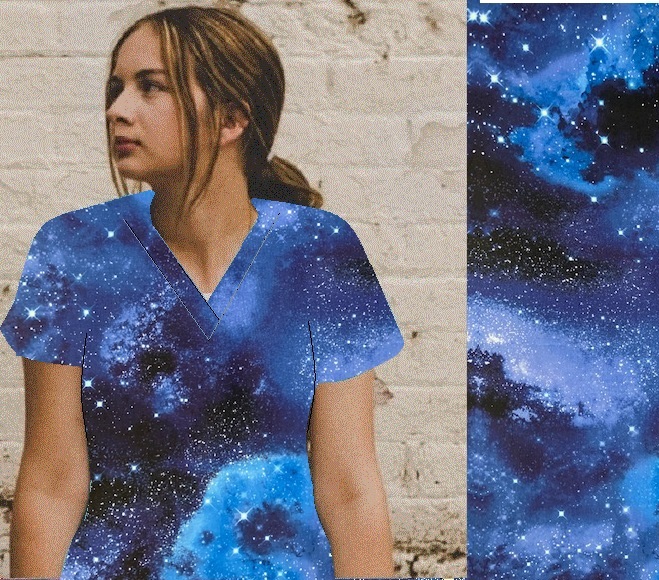 million stars space print scrubs