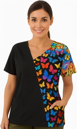CB6524A - Butterfly color block scrub top