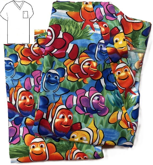 AOTLIMITED - Clownfish tropical print scrubs