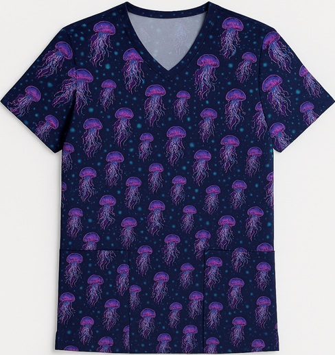deep sea drifters jellyfish scrub tops