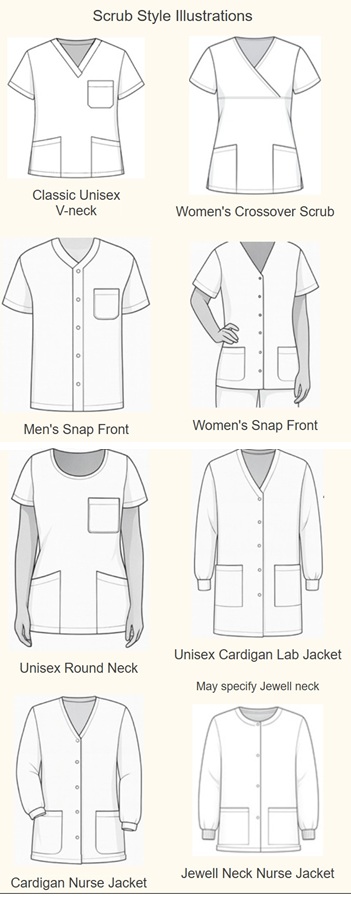 solid color custom made scrub top patterns