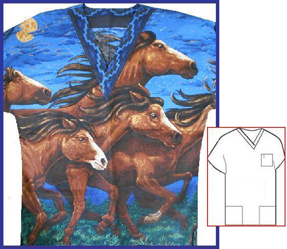 Thunder Ridge horse animal print scrub top