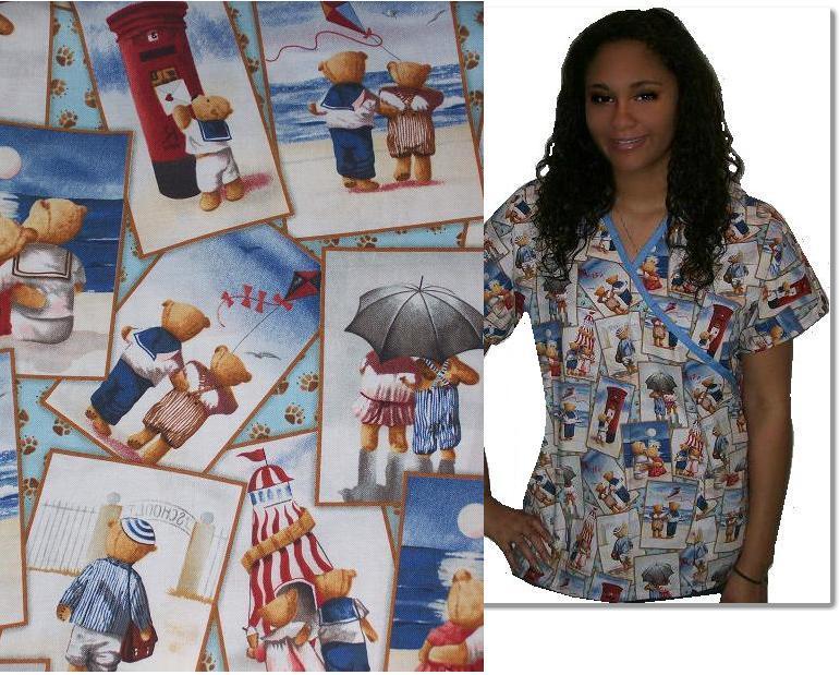 Teddy Bear cotton print scrubs 