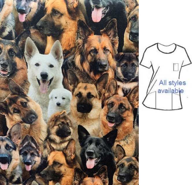VET32122LIMITED - German Shepherds veterinary print scrubs