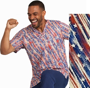 SUP31924 - LIBERTY STRIPE patriotic scrub tops