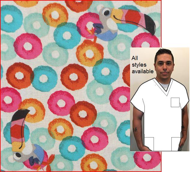 fruit loops food print scrub tops