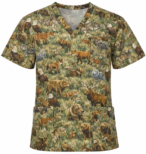 RM104322416XS - COLLAGE OF WILDLIFE animal print scrubs