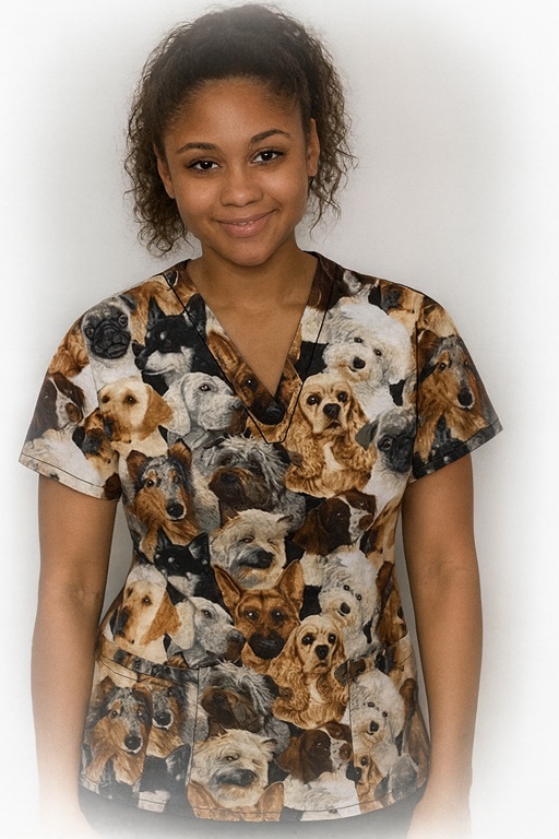 RM31519MED - Lotsa Dogs veterinary animal print scrubs