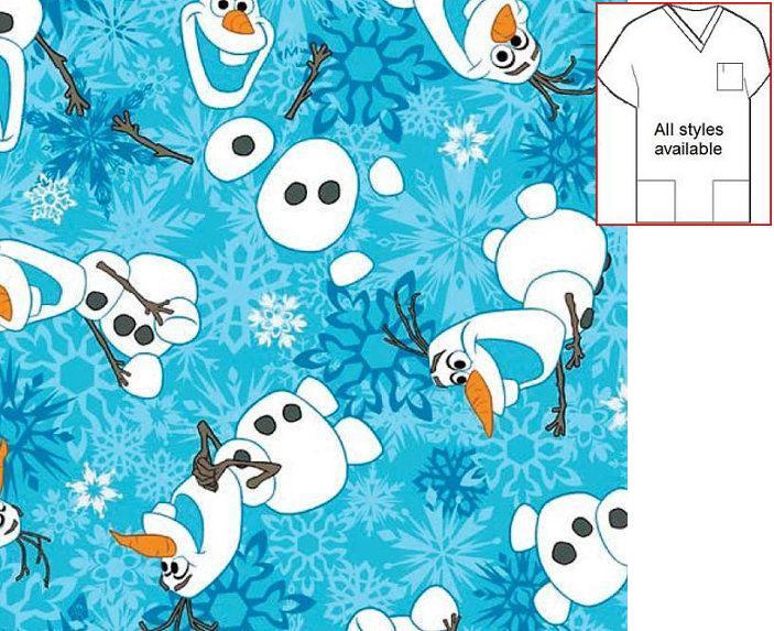 OLAF FROZEN character scrubs