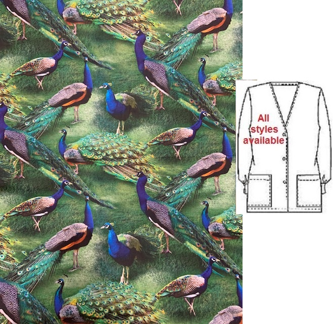 peacocks animal print scrubs