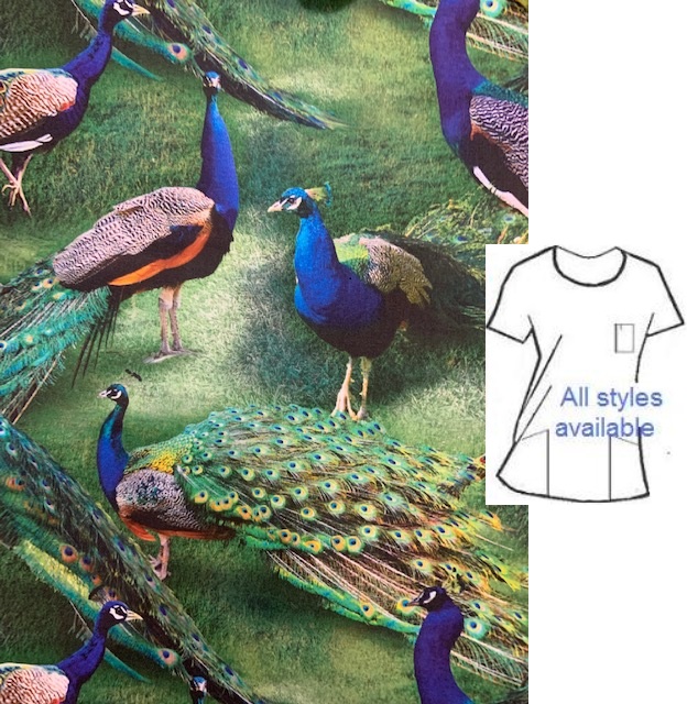 AWW3221 - Peacocks and Peahens animal print scrub tops