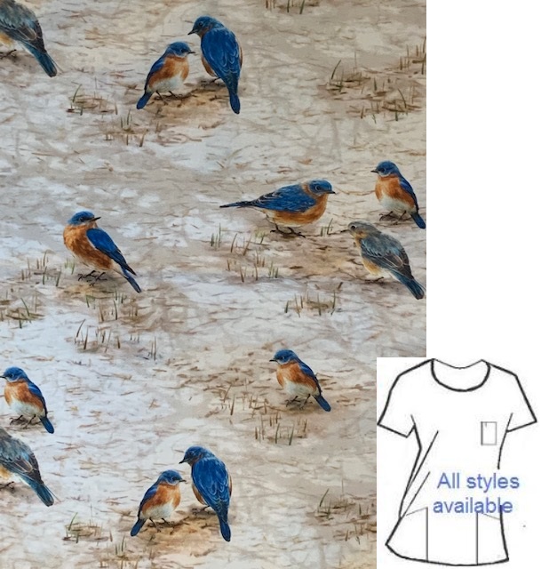 eastern bluebirds animal print scrubs