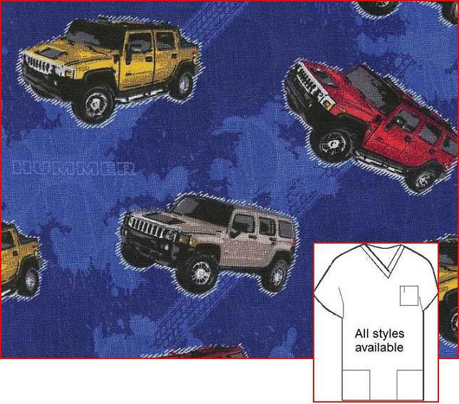 M11213 - Hummer --Print Scrub Tops for men