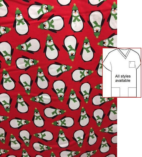 C11216821 - Chilli Willie Penguins - holiday Christmas print Scrubs