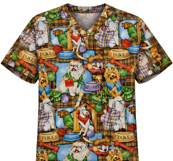 RM101117XSM - Hope For Adoption V-neck - veterinary print scrubs