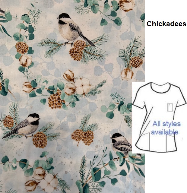 PB72922 - Chickadees print scrub tops