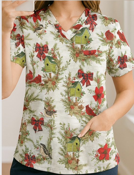 H11625 - Winter's Watch holiday scrub tops