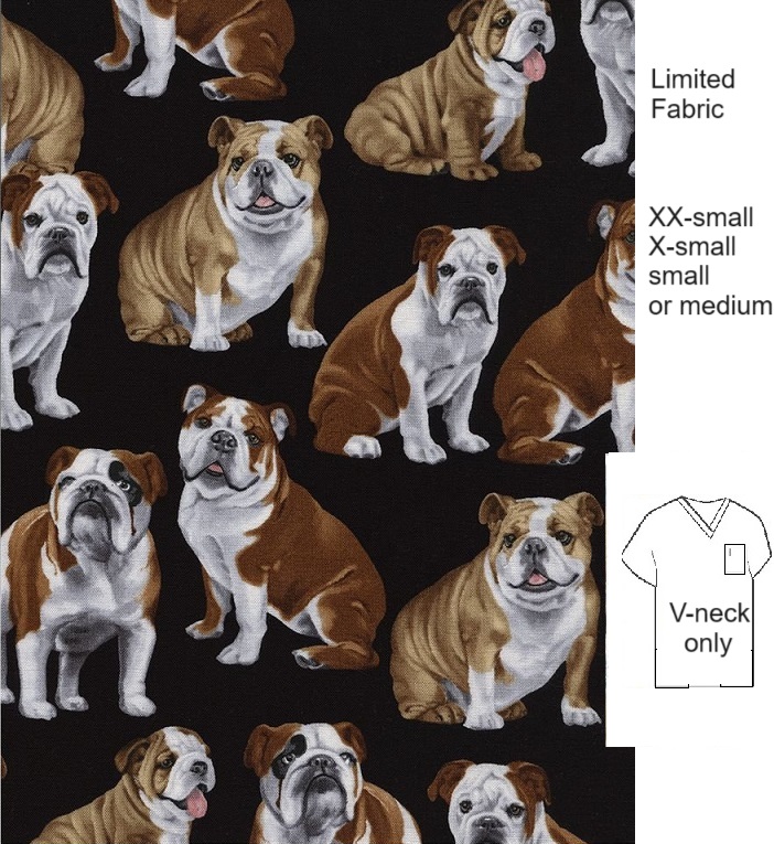 English Bulldogs veterinary scrub tops