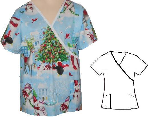 Scenic Holiday print Scrubs cotton