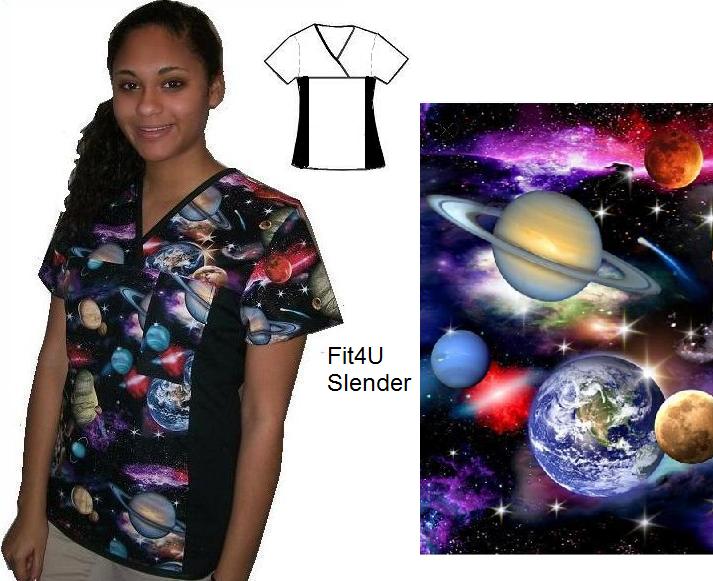 black in space unique print scrubs celestial