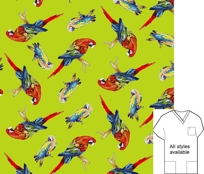 AP22022 - Tossed Parrots animal print scrubs