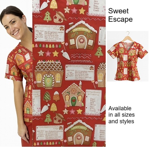 H102125 - Sweet Escape holiday scrub tops