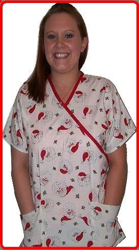 RM10457S - Santa's cross-over Holiday Print Scrubs