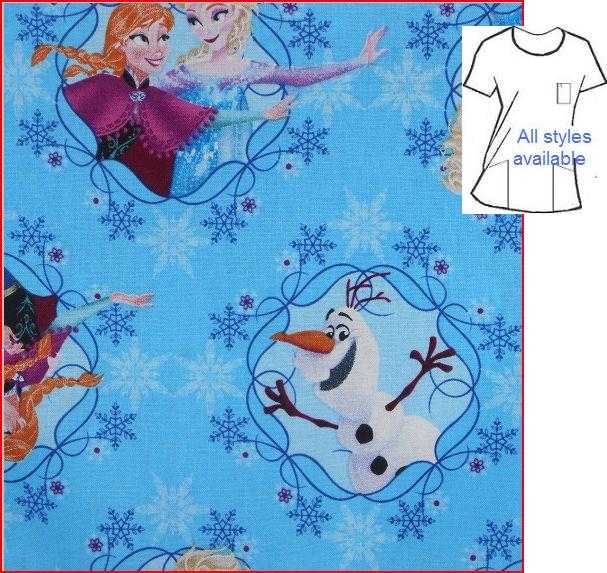 CART1003 - Frozen Framed - Cartoon Character Print Scrubs