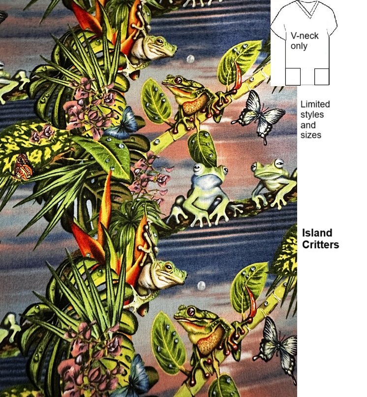 TWWLIMITED - Island Critters tropical scrub tops